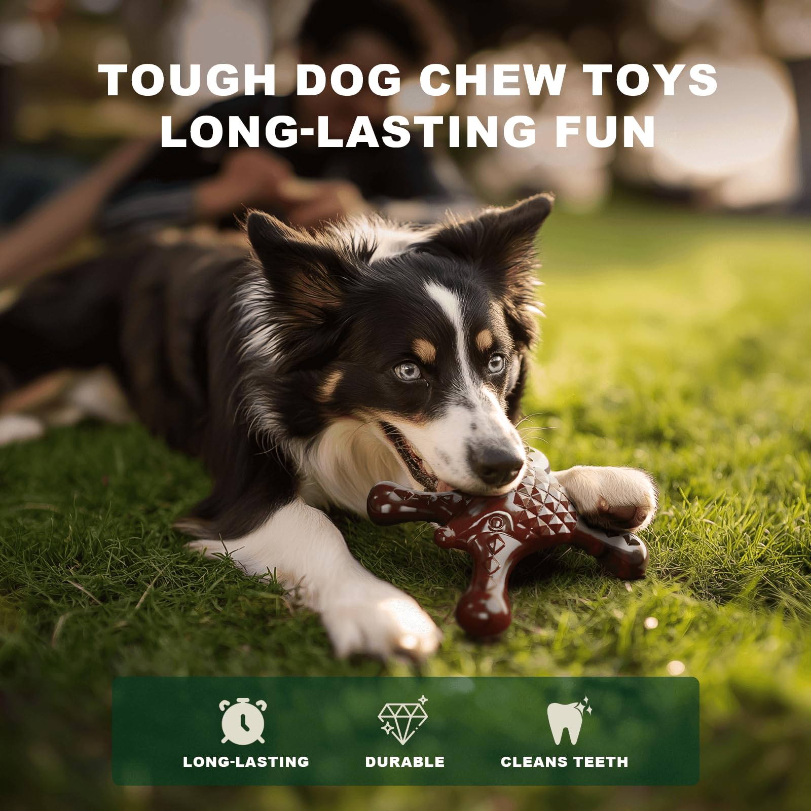 Dog Toys for Aggressive Chewers, Durable Dog Chew Toys for Medium Large Breed, Super Tough Dog Toys for Teething, Interactive Nylon Bones Toy to Keep Them Busy, Christmas Birthday Gifts for Dogs