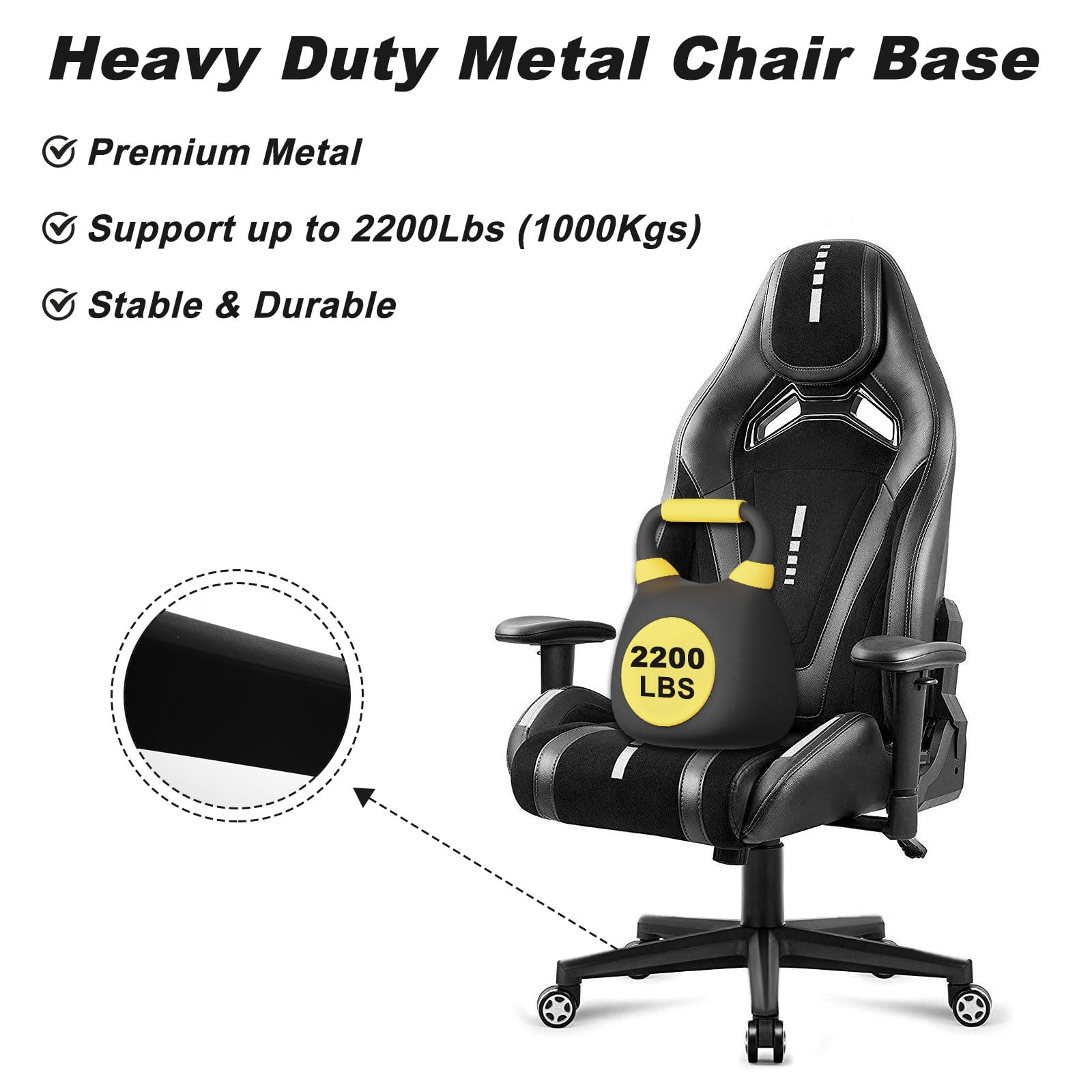 LISHINE Office Chair Base Replacement Parts Heavy Duty, Bear Capacity 2200 lbs, 28 Inch Desk Chair Base Replacement Metal, Universal Caster and Gas Cylinder Size