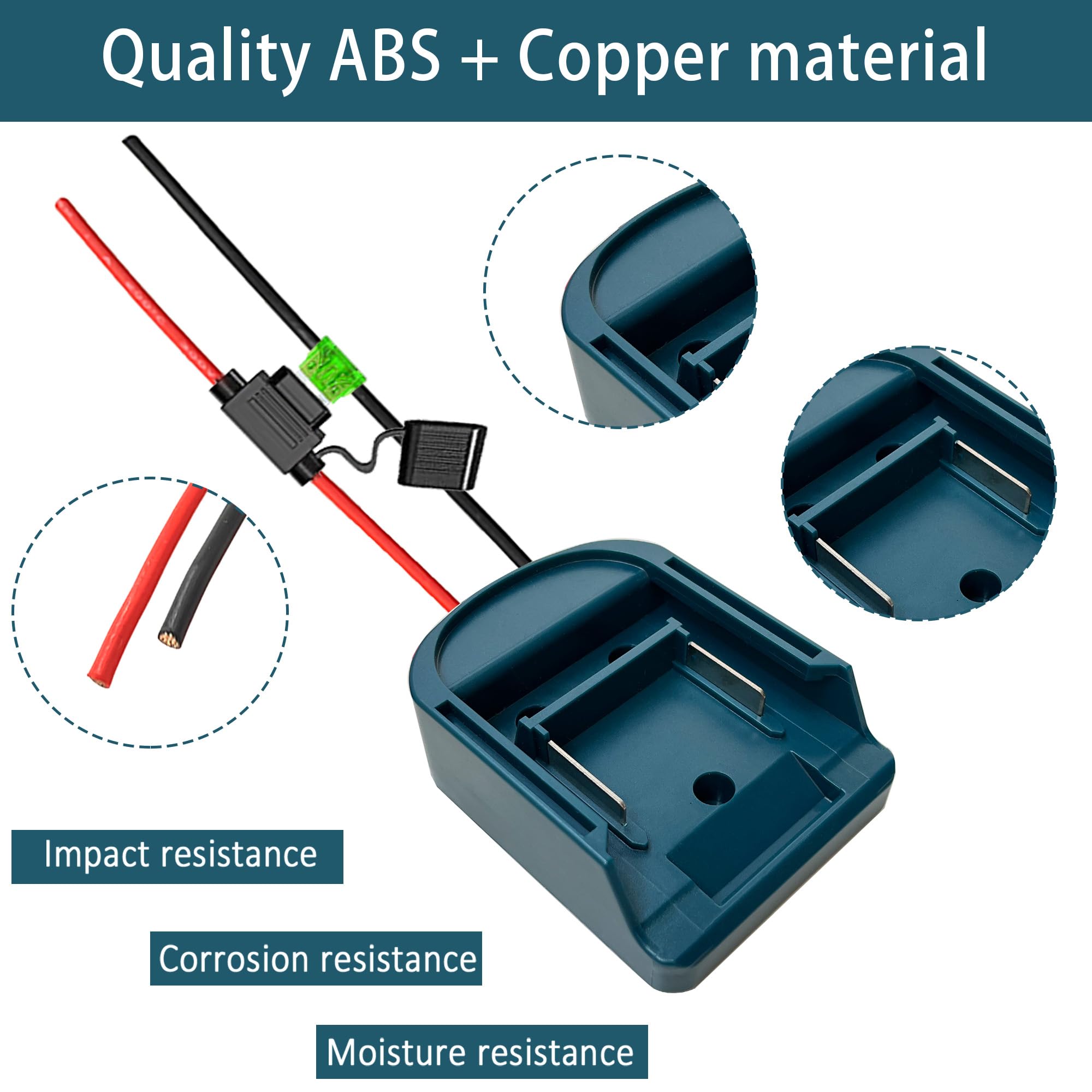 Power Wheel Adapter for Makita 18V Battery Adapter with Fuse & Wire Terminals, 18V Battery Adapter, Work for Makita BL1830 BL1840 BL1850 BL1860 Li-ion Battery, for Rc Car, Rc Truck,DIY use (1)