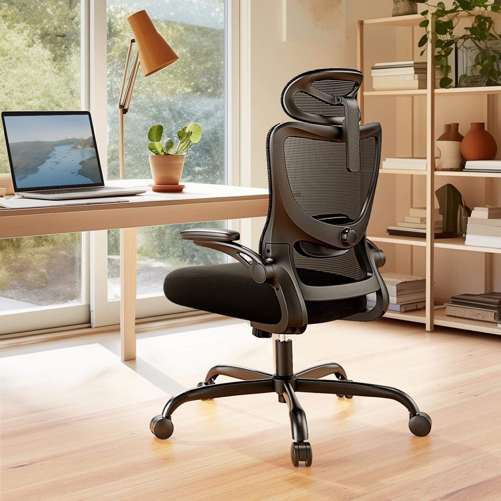 Marsail Ergonomic Office Chair: Office Computer Desk Chair with High Back Mesh and Adjustable Lumbar Support Rolling Work Swivel Task Chairs with Wheel 3D Armrests and Headrest