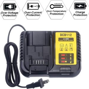 Qbmel DCB112 Rapid Charger Compatible with de-Walt 12V-20V MAX Lithium Battery Charger