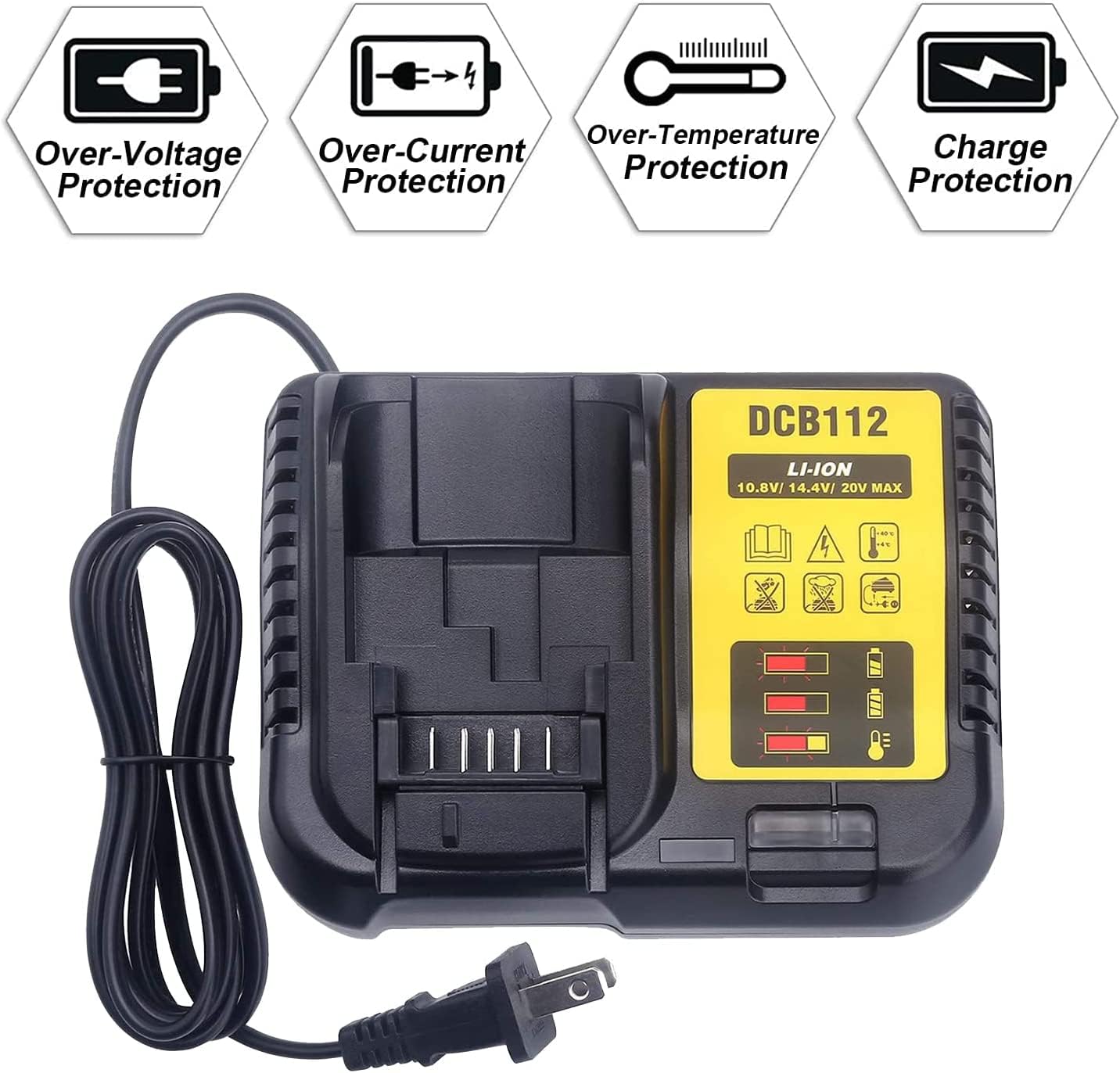 Qbmel DCB112 Rapid Charger Compatible with de-Walt 12V-20V MAX Lithium Battery Charger