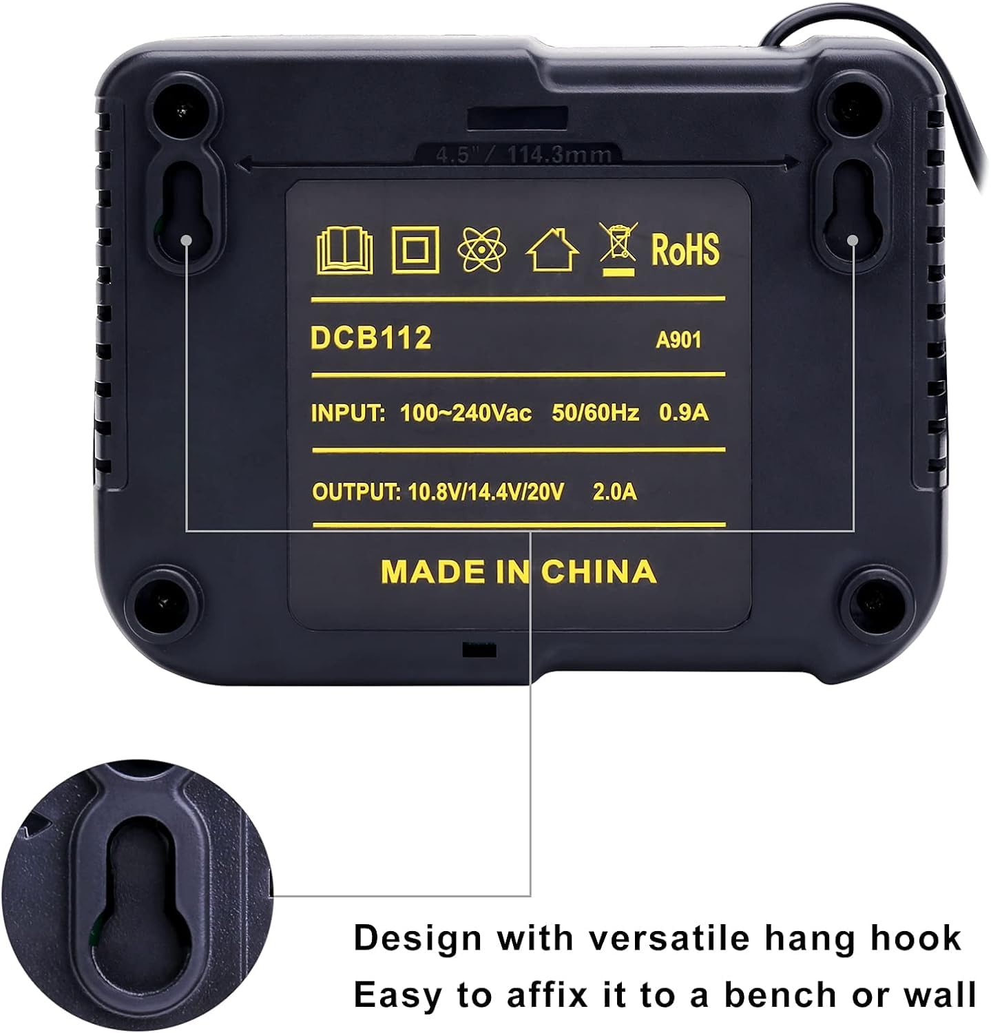 Qbmel DCB112 Rapid Charger Compatible with de-Walt 12V-20V MAX Lithium Battery Charger