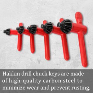 Hakkin Drill Press Chuck Key 5 Sizes, Chuck Press Wrench Key for Electric Drill Clamping Tool, Replacement Drill Clamping Wrench of 6mm, 10mm, 13mm, 16mm, 20mm in Diameter Red Tighten Drills Chuck