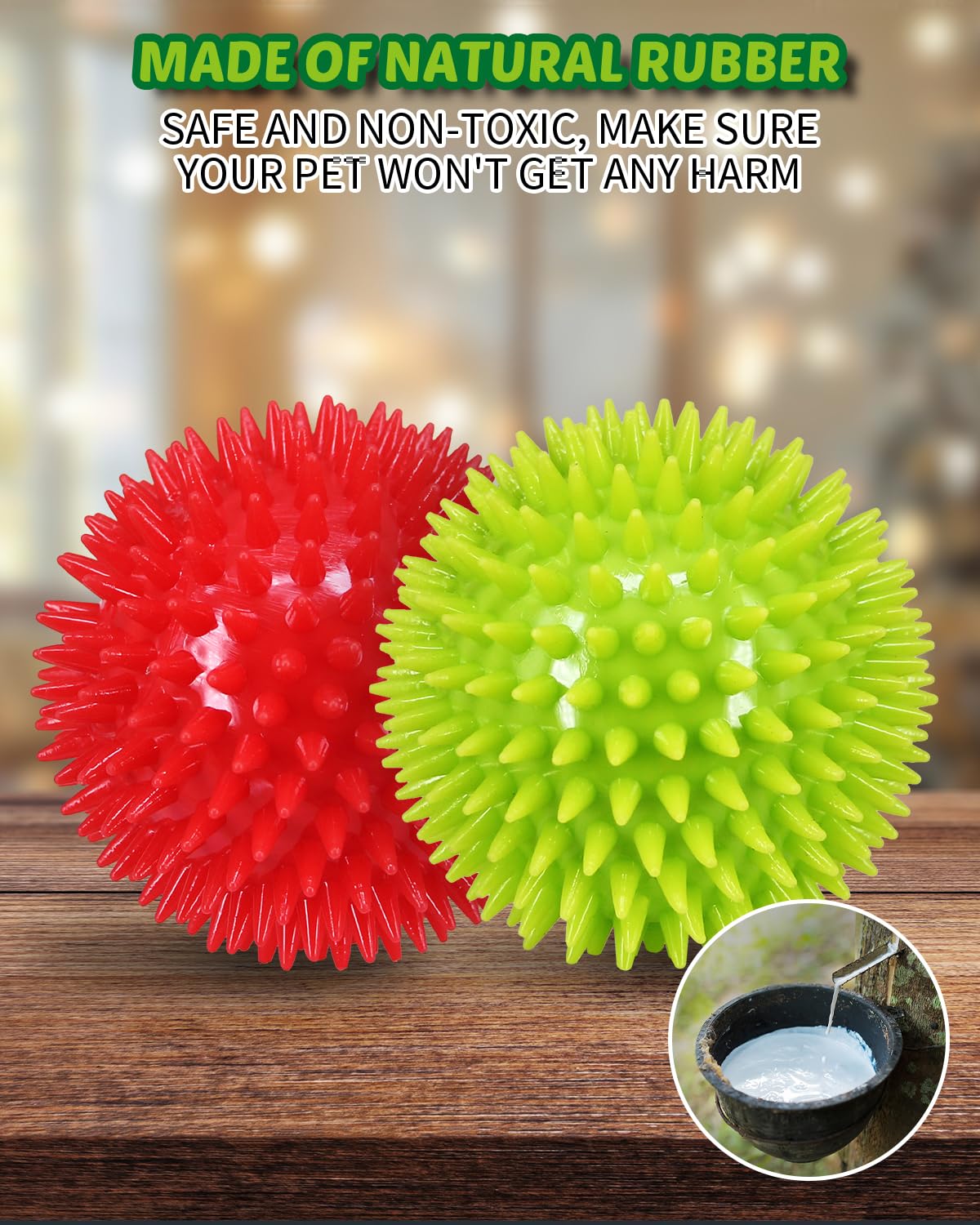 Pweituoet 3.5” Spike Dog Balls with Squeaky, Thicker and Durable, 2 Pack Dog Chew Toys Clean Teeth Training for Puppy Small Medium Large Dogs, Dog Ball Toys for Aggressive Chewers