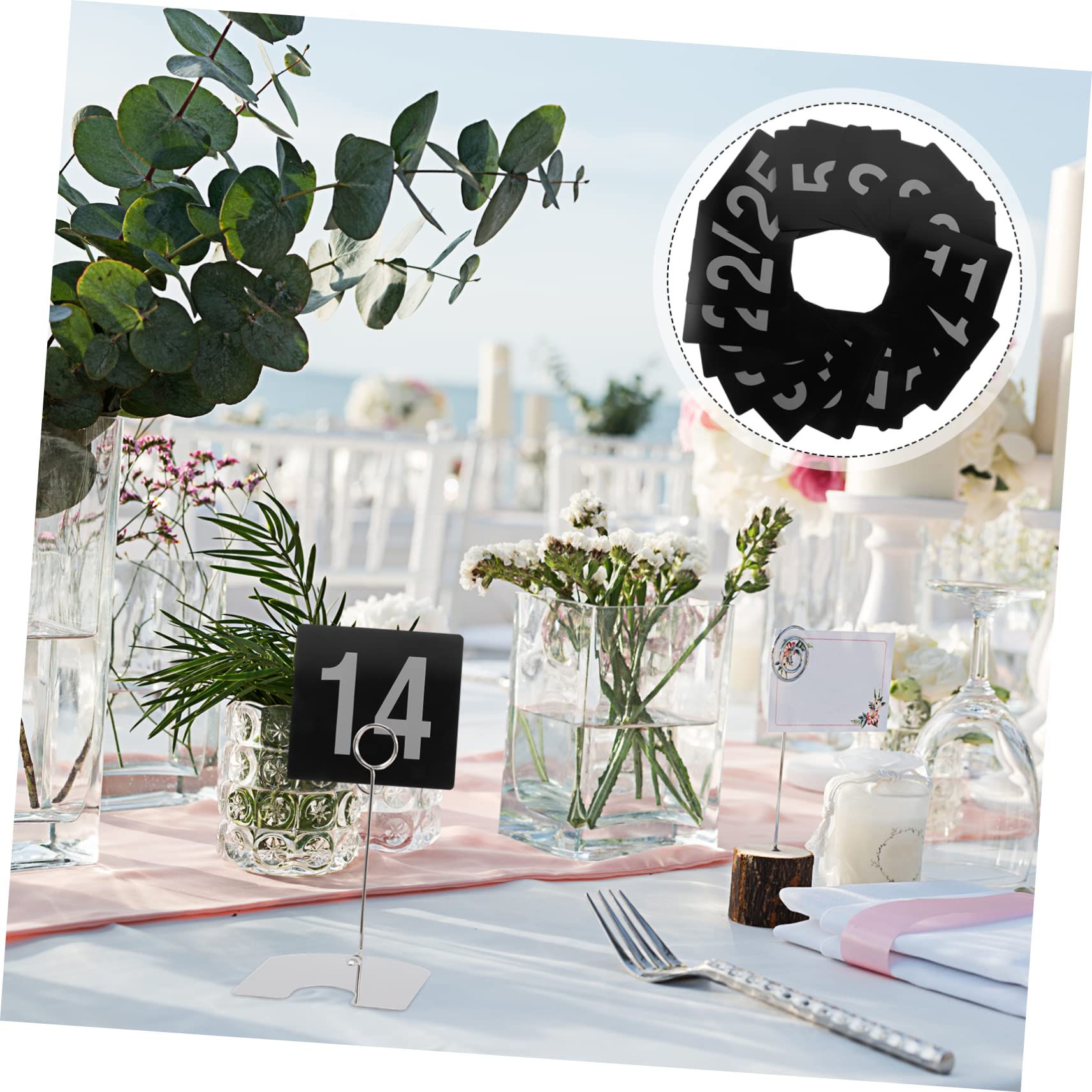 CHILDWEET PVC Table Numbers 25pcs Black and Plate Party Number Sign Number Card 1-25 Double Sided Table Number Wedding Table Cards Table Cards 1-25 Table Number Signs Pvc Seat Banquet Heavy