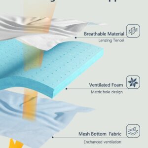 3 Inch Gel Memory Foam Mattress Topper Queen, Cooling Mattress Topper, Body Support & Pressure Relief, with Removable Soft Cover, CertiPUR-US Certified