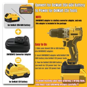 for DeWalt 20V Battery Adapter to 12V, Convert for DeWalt 20V 60V Battery to 12V Battery Replacement, Work for DeWalt 12V Cordless Tools Below 120W (Only DM18DW12 Adapter Included)