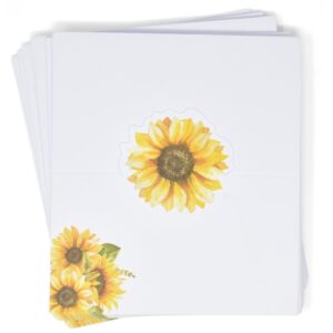 100 Pcs Fall Sunflower Place Cards Floral Yellow Sunflowers Name Card Wedding Table Setting Folded Tent Cards Baby Shower Party Dinner Placement