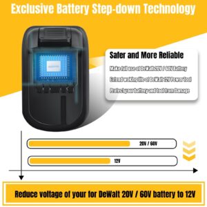 for DeWalt 20V Battery Adapter to 12V, Convert for DeWalt 20V 60V Battery to 12V Battery Replacement, Work for DeWalt 12V Cordless Tools Below 120W (Only DM18DW12 Adapter Included)