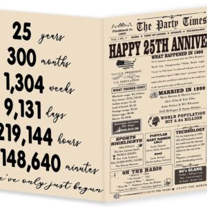 YiKaLus Large 25th Anniversary Card for Couples, Retro 25 Years Wedding Aday Gift Ideas for Him Her, Unique Silver Aday Gifts for Husband Wife