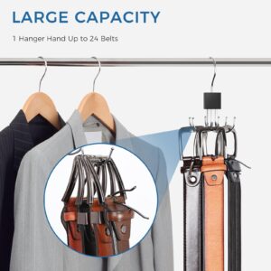 Belt Hanger, Belt Organizer for Closet 360° Rotatable Max 48 Belt Storage Rack Space Saving Closet Organizers and Storage for Belt, Bra, Tank Top, Tie, Scarf, Purse 2Pcs