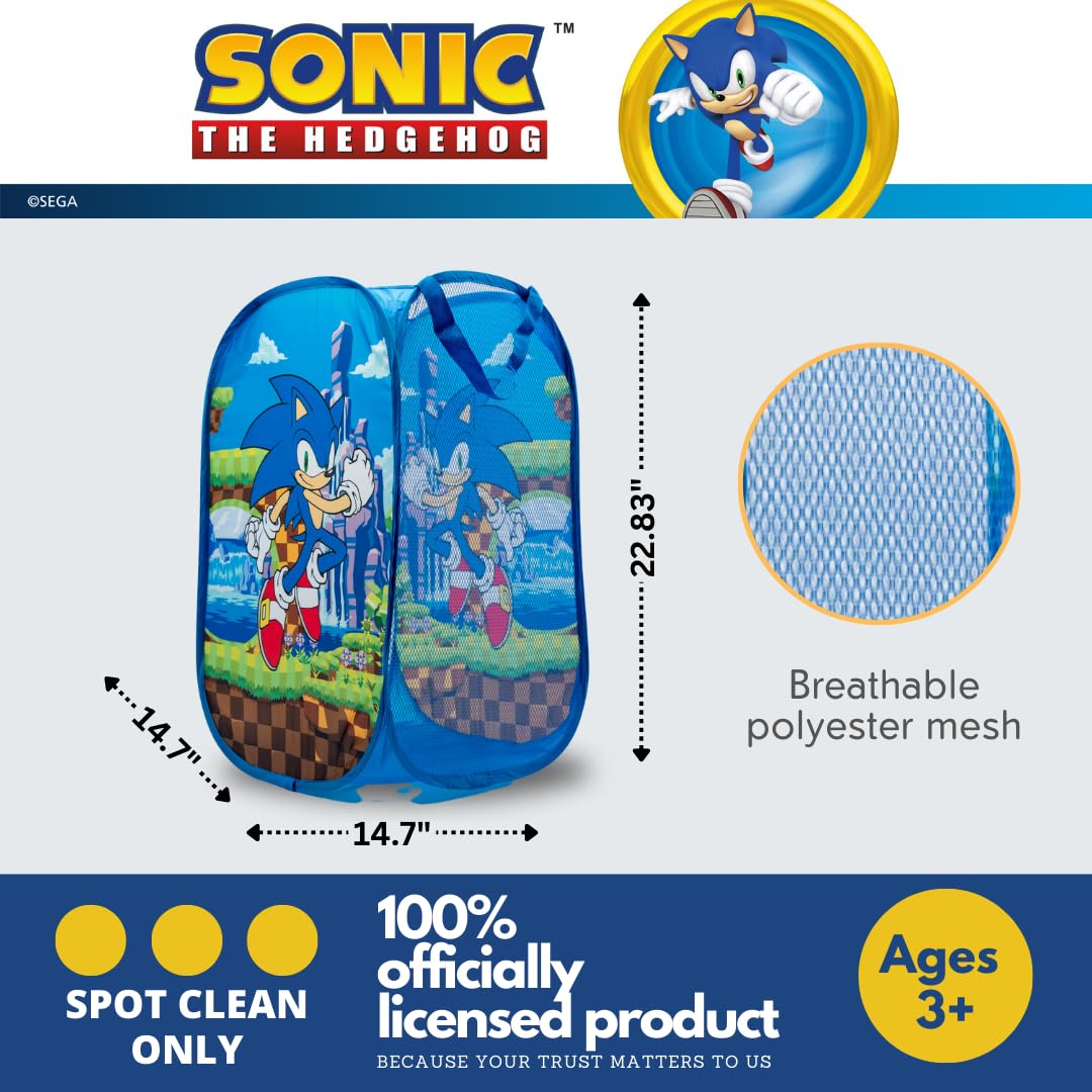 Sonic Anime Kids Room Collapsible Storage Bin Pop Up Hamper, One Size, (100% Officially Licensed Product)