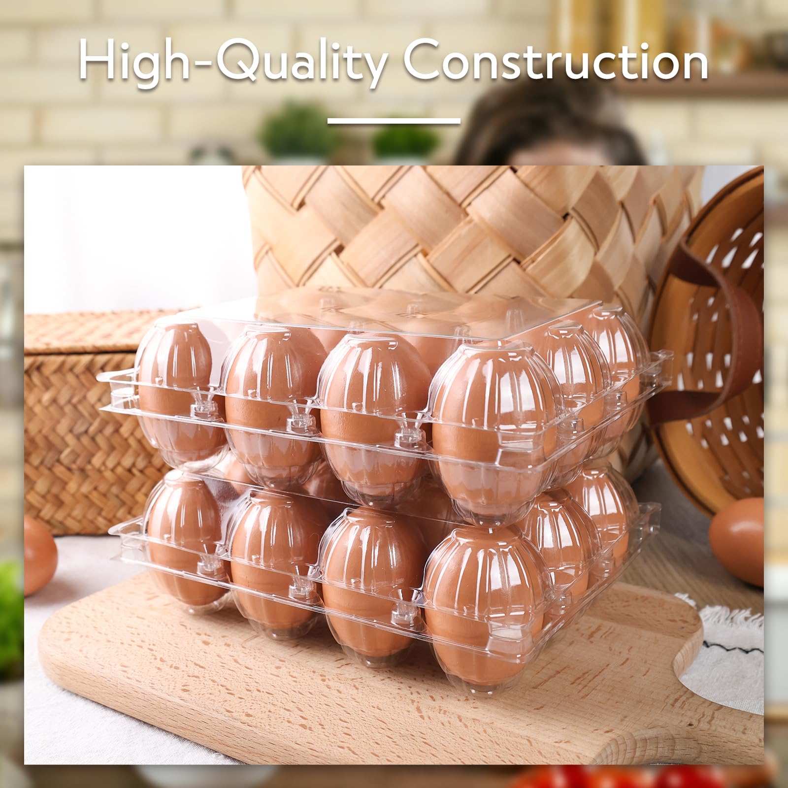 LOVEINUSA 60PCS Clear Egg Cartons, Egg Cartons Cheap Bulk Plastic Egg Holders for Home Ranch Chicken Farm Market Display 12-cavity