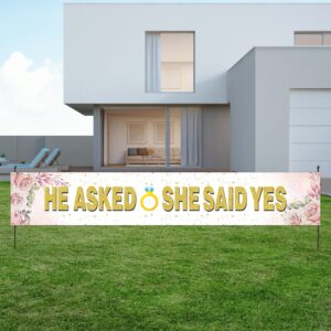 helewilk he asked she said yes banner/large wedding engagement party decoration banner/bridal shower yard sign backdrop decor/wedding party supplies ideas and gifts