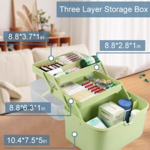 Cqhxvw Craft Organizers and Storage Large Art Supply Storage Three Layer Storage Box Arts and Crafts Box 10.5 X 8.2 X 9in First Aid Medication Organizer Tackle Box Organizer Storage Box with Handle