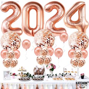 KatchOn, 2024 Gold Balloons Set - Huge 40 Inch, Pack of 25 | 2024 Balloons Graduation, Graduation Decorations Class of 2024 | Rose Gold Class of 2024 Balloons, Rose Gold Graduation Decorations 2024