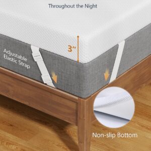 3 Inch Gel Memory Foam Mattress Topper Queen, Cooling Mattress Topper, Body Support & Pressure Relief, with Removable Soft Cover, CertiPUR-US Certified