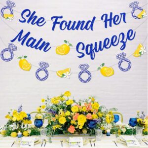 Lemon and Blue Bridal Shower Decorations She Found Her Main Squeeze Banner Lemon and Diamond Ring Garland for Lemonade Bridal Shower Bachelorette Wedding Engagement Party Supplies