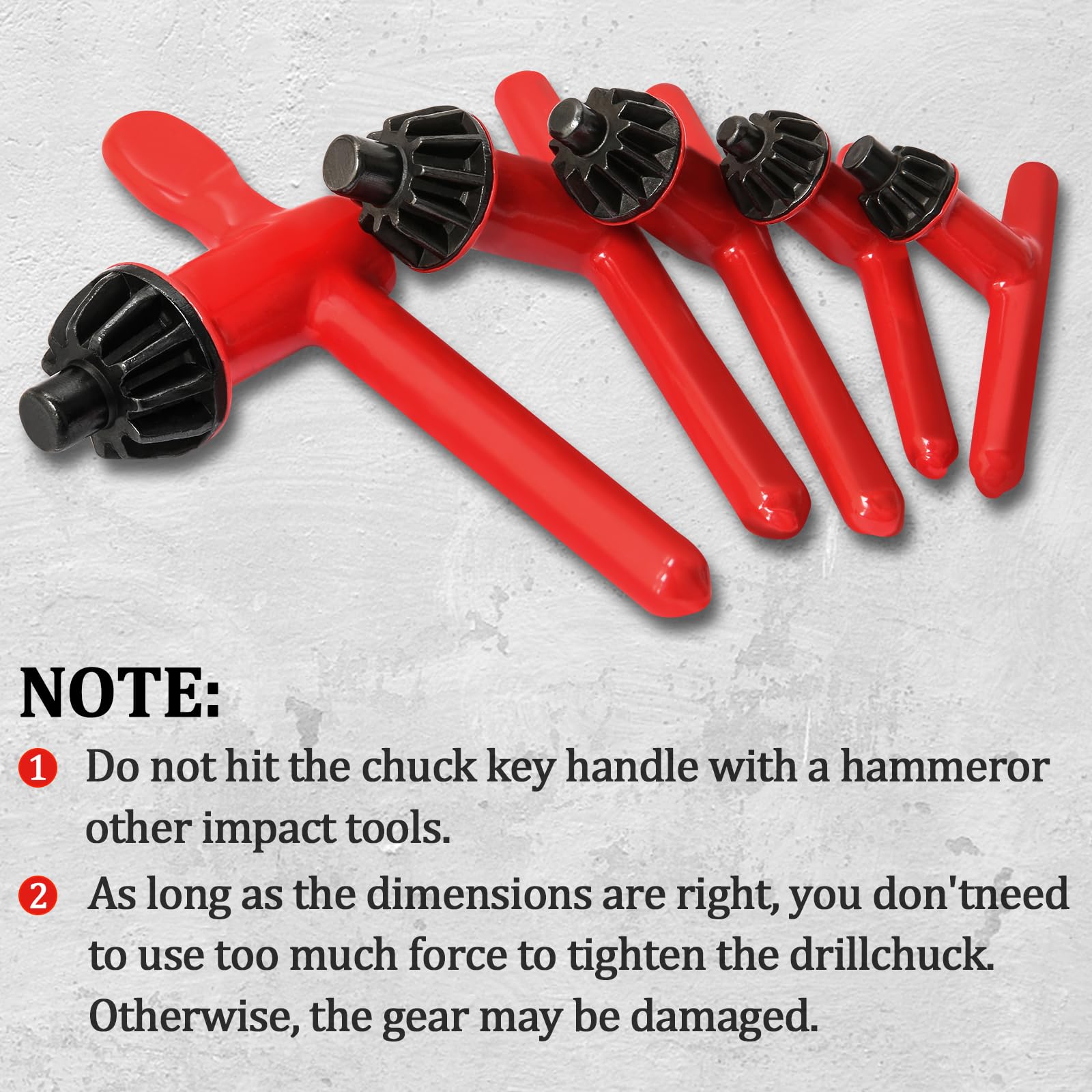 Hakkin Drill Press Chuck Key 5 Sizes, Chuck Press Wrench Key for Electric Drill Clamping Tool, Replacement Drill Clamping Wrench of 6mm, 10mm, 13mm, 16mm, 20mm in Diameter Red Tighten Drills Chuck