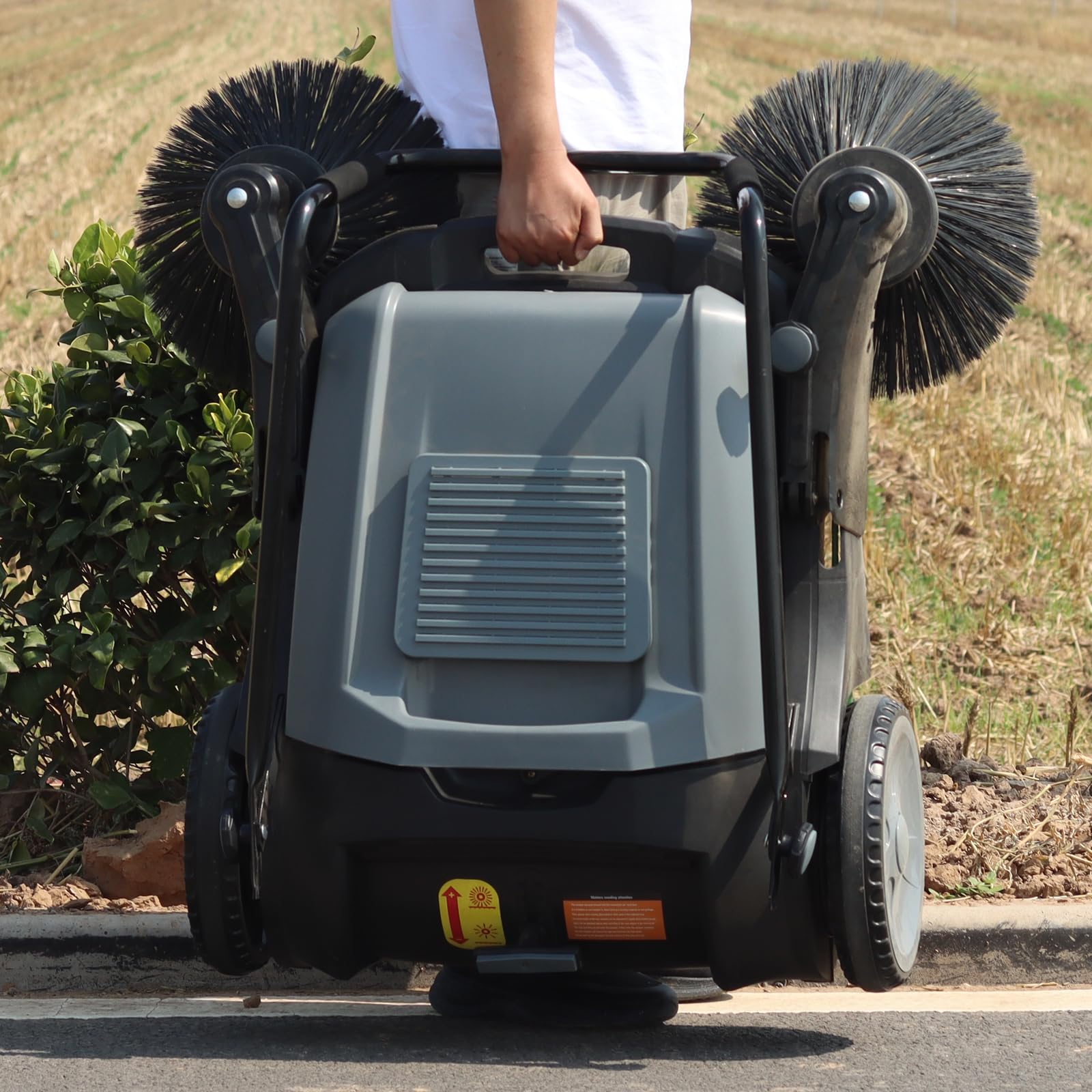 Industrial Walk Behind Push Sweeper,41" Sweeping Width,14.5 Gallon Capacity,Large Area Floor Cleaning of Dust Litter