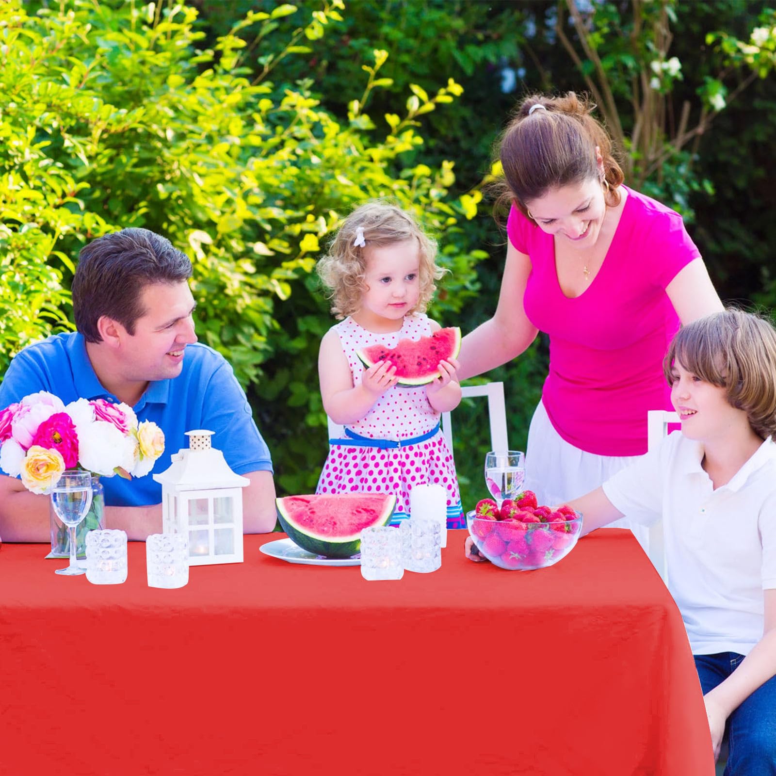 Kopokita 2PCS Red Plastic Tablecloths 54 x 108 Inch, Disposable Table Cloths Rectangle Party Table Covers