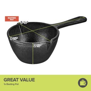 Modern Innovations Cast Iron Melting Pot, Cast Iron Basting Pot for Grill Cooking, Cast Iron Saucepan, Simmer Sauce and Butter, Small Cast Iron Pot, Mini Cast Iron Bowl for Sauces