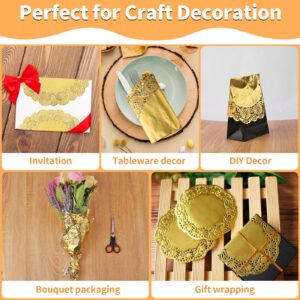 yeestone Gold Paper Doilies 12 Inch, 50 Pack Disposable Charger Plates, Round Paper Placemats, Foil Paper Doilies Bulk for Party Table Decor