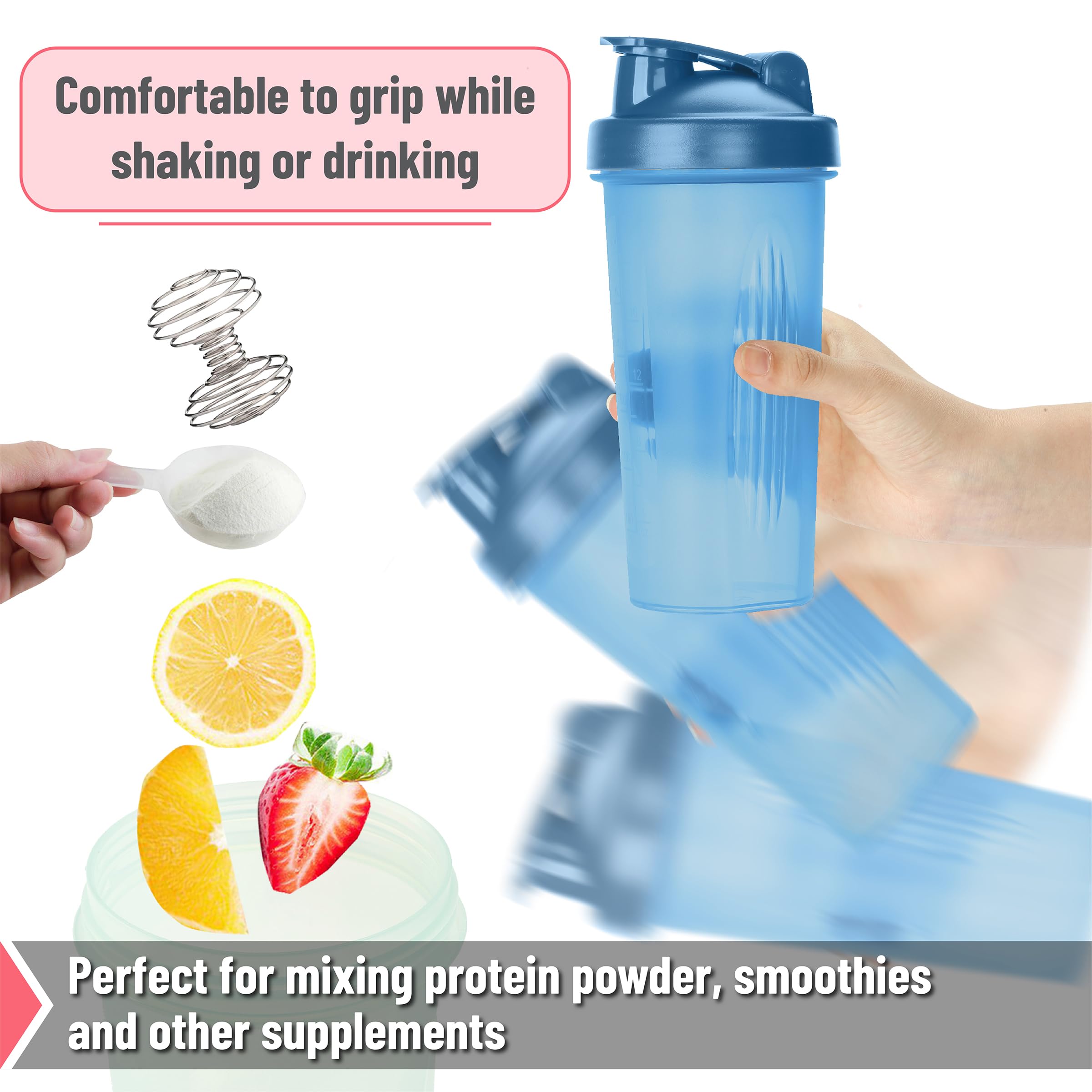 Mr. Pen- Shaker Bottles for Protein Mixes, 28 oz, 2 Pack, Red and Blue, Protein Shaker Bottle with Wire Whisk Ball, Shaker Cup, Mixer Bottle, Protein Shake Bottles, Protein Shake Bottle