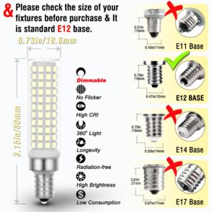 ALIDE E12 100W Dimmable Replacement LED Candelabra Bulbs C7,6000K Daylight Bright Cool White,1000 Lumen T6 E12 10W LED Chandelier Light Bulbs for Ceiling Fan Pendant Lighting Salt Lamp,5 Pack