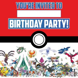 Set of 20 Anime -Themed Happy Birthday Invitation Cards & Envelopes - Lightweight (240g), Postcard Style Invites for the Perfect Party Pack