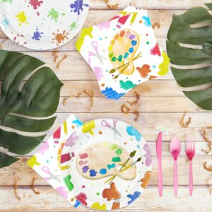 NAIWOXI Art Paint Party Supplies Tableware - Paint Art Party Decorations Dinnerware, Plates, Napkins, Cups, Cutlery, Art Painting Themed Party Supplies For Birthday Baby Shower | Serves 24