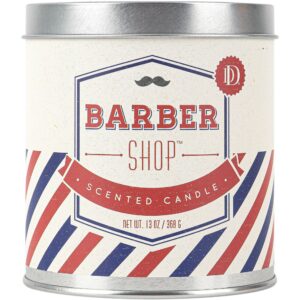 barber shop scented candle tin, 13 ounces