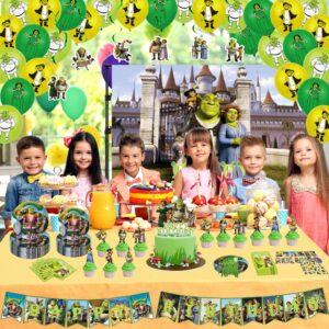 161PCS Birthday Party Supplies - Movie Theme Cupcake Toppers Party Decorations for Kids Fans - Serves 12 Guests with Banner, Tablecloths, Background Cloths, Balloons, Hanging Swirl, Plates, Napkins