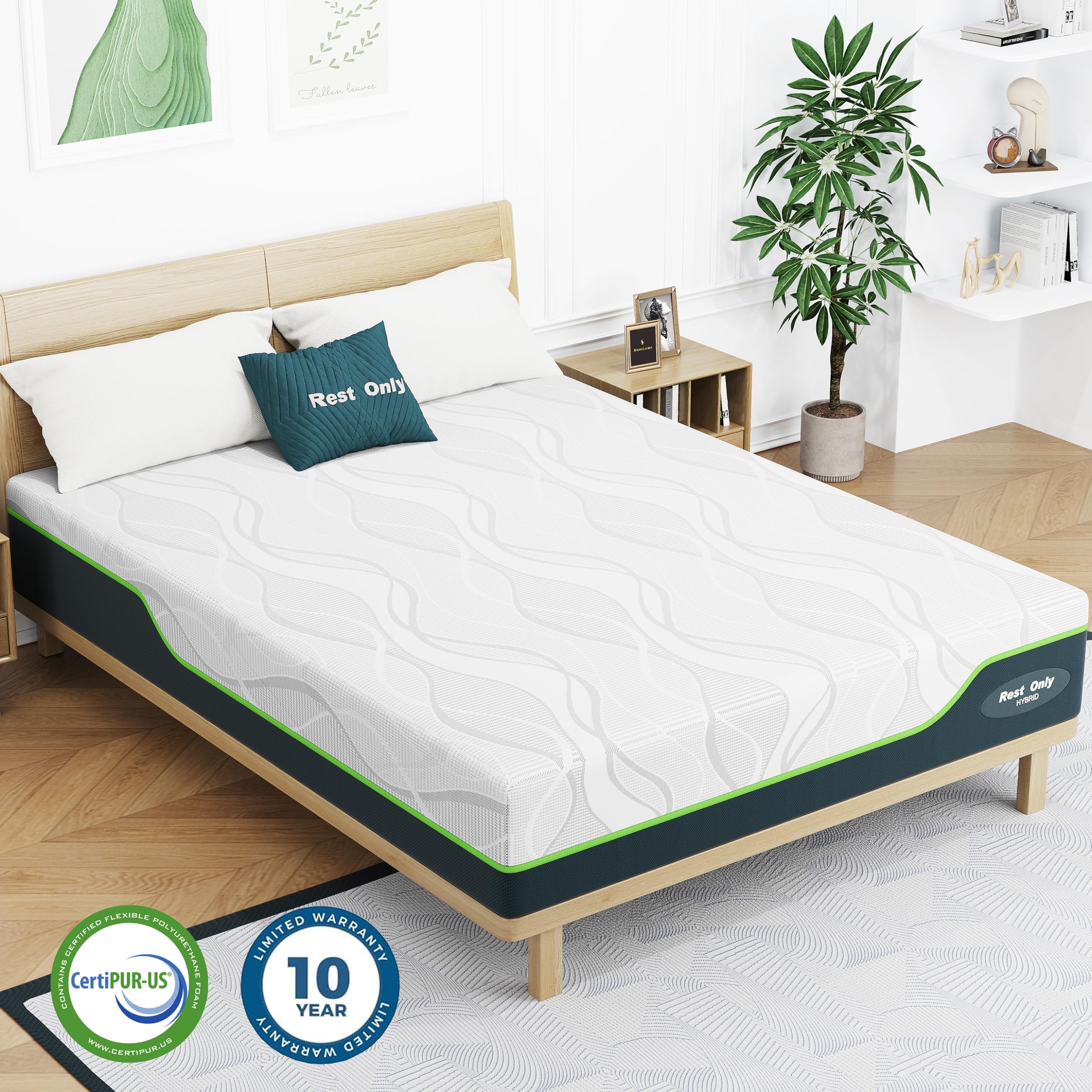 Rest Only King Mattress, 10 Inch Hybrid King Size Mattress in a Box, King Bed Mattress with Memory Foam and Pocket Spring, Pressure Relief & Motion Isolation, Strong Edge Support, Medium Firm Feel