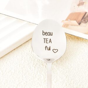 Tea Lover Gifts for Women Girls Tea Spoons for Tea Drinker Gifts for Women Christmas Gifts for Mom Grandma Gifts Birthday Gifts for Girlfriend Wife Teaspoons Gifts for Her