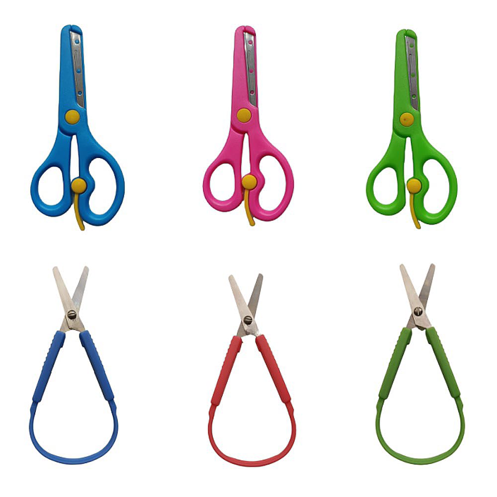 Loop Scissors for Children and Teens,Preschool Training Scissors,Children Safety Scissors,Easy-Open Squeeze Handles, For Special Needs (6-Pack)