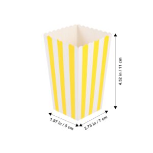 ABOOFAN 12pcs Paper Open-top Popcorn Box, Mini Movie Night Popcorn Boxes White and Yellow Stripes Popcorn Bags Snack Treat Bucket for Christmas Carnival Party