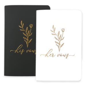 vow books set of 2 elegant his and hers vow books 48 pages wedding notebook with plenty of pages to write vows wedding vow books with gold foil floral lettering wedding essentials for bride groom