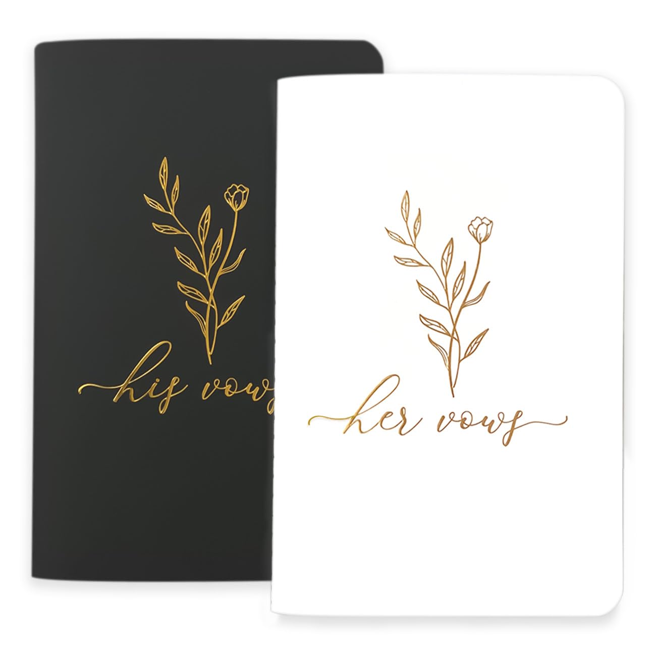 Vow Books Set of 2 Elegant His and Hers Vow Books 48 Pages Wedding Notebook With Plenty of Pages to Write Vows Wedding Vow Books with Gold Foil Floral Lettering Wedding Essentials for Bride Groom