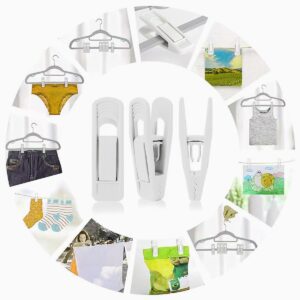 ICSTM Plastic Hanger Clips, 20 Pack Plastic Clips for Hangers, Slim-line Finger Clips Set Clothes Hanger (White)