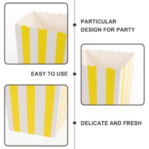 ABOOFAN 12pcs Paper Open-top Popcorn Box, Mini Movie Night Popcorn Boxes White and Yellow Stripes Popcorn Bags Snack Treat Bucket for Christmas Carnival Party