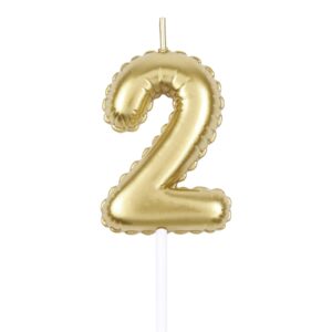 zhihui gold number birthday candles decorations, gold number 2 candles cake topper, balloon shaped golden digital candle candles for birthday party wedding anniversary celebration supplies