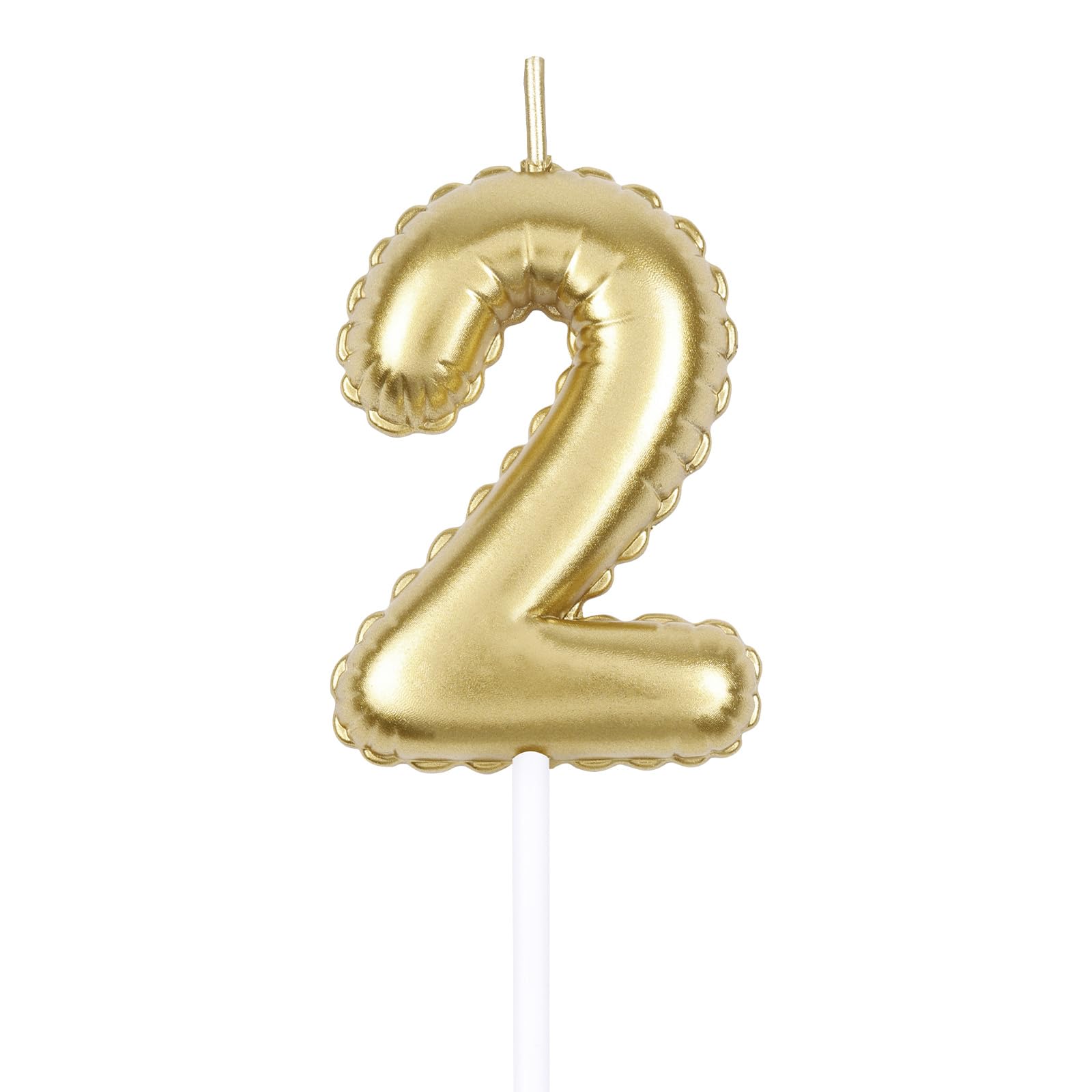 ZHIHUI Gold Number Birthday Candles Decorations, Gold Number 2 Candles Cake Topper, Balloon Shaped Golden Digital Candle Candles for Birthday Party Wedding Anniversary Celebration Supplies