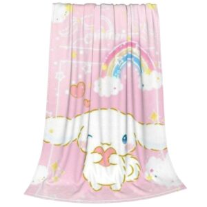 Cinnamoroll Kawaii Blanket Cute Anime Puppy Wink Throw Blanket for Girl Super Soft Flannel Bedding Set Couch Couch WPS Bed Blanket 50x40 Inch