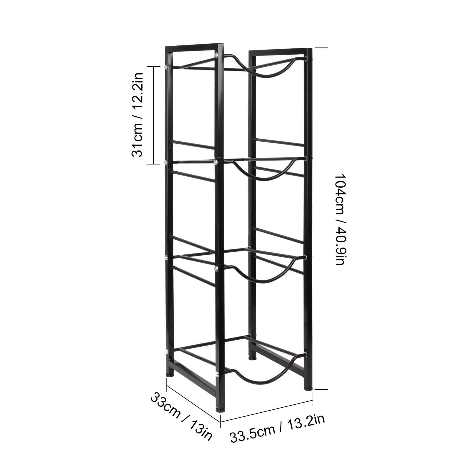 KCGANI Water Bottle Holder Cooler Jug Rack Organizer for 5 Gallon, Save Space Detachable Water Dispenser Stand Metal Water Jug Stand for Office Kitchen Public Place, 4-Tier