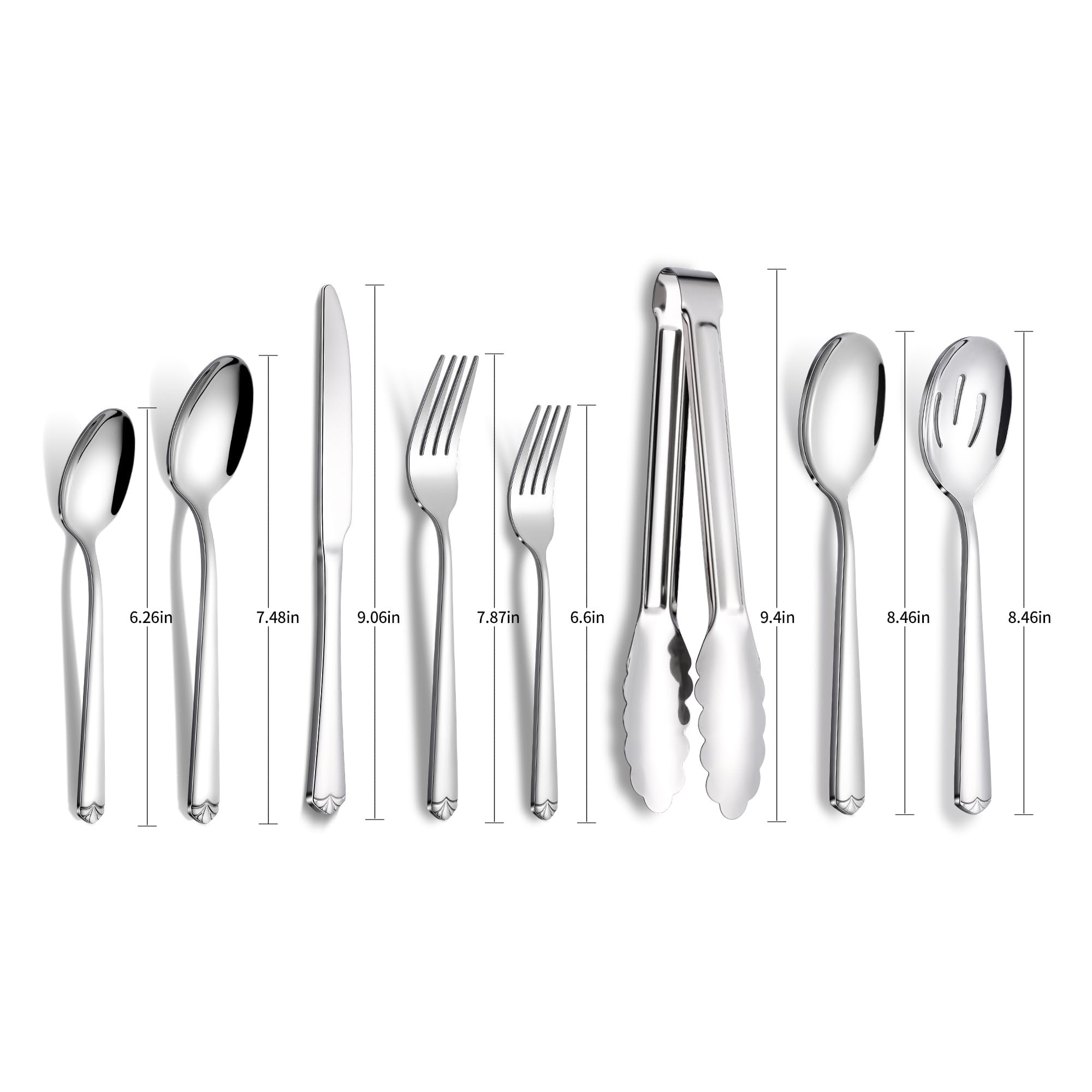 Silverware Set for 4, Prendcyx 23 Piece Stainless Steel Flatware Utensils Cutlery Set Including Knife Fork and Spoon, Dishwasher Safe, Mirror Polish