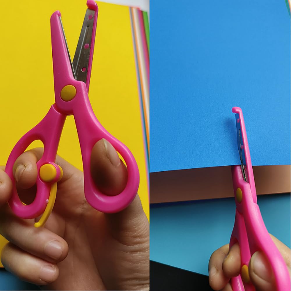 Loop Scissors for Children and Teens,Preschool Training Scissors,Children Safety Scissors,Easy-Open Squeeze Handles, For Special Needs (6-Pack)