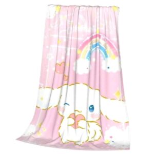 Cinnamoroll Kawaii Blanket Cute Anime Puppy Wink Throw Blanket for Girl Super Soft Flannel Bedding Set Couch Couch WPS Bed Blanket 50x40 Inch