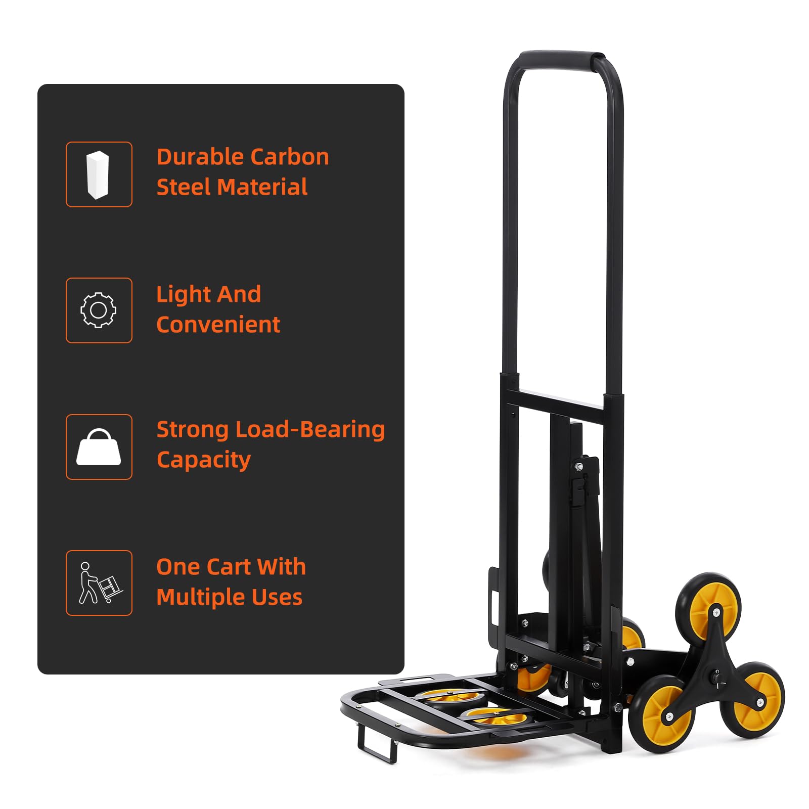 Climber Hand Truck Dolly, Stair Climbing Cart Folding Grocery Cart Dolly Cart, Heavy Duty 330 LB Trolley Cart with Telescoping Handle & 10 Wheels for Moving Logistics Warehouse